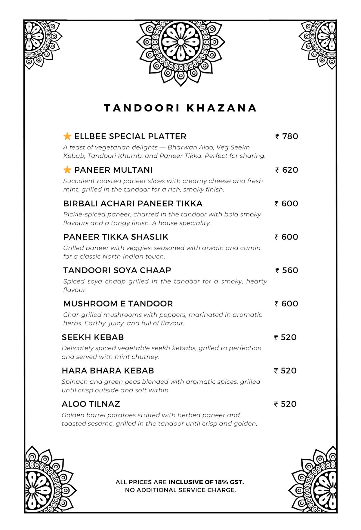 The Sitting Elephant - A Rooftop Restaurant Overlooking River Ganga menu