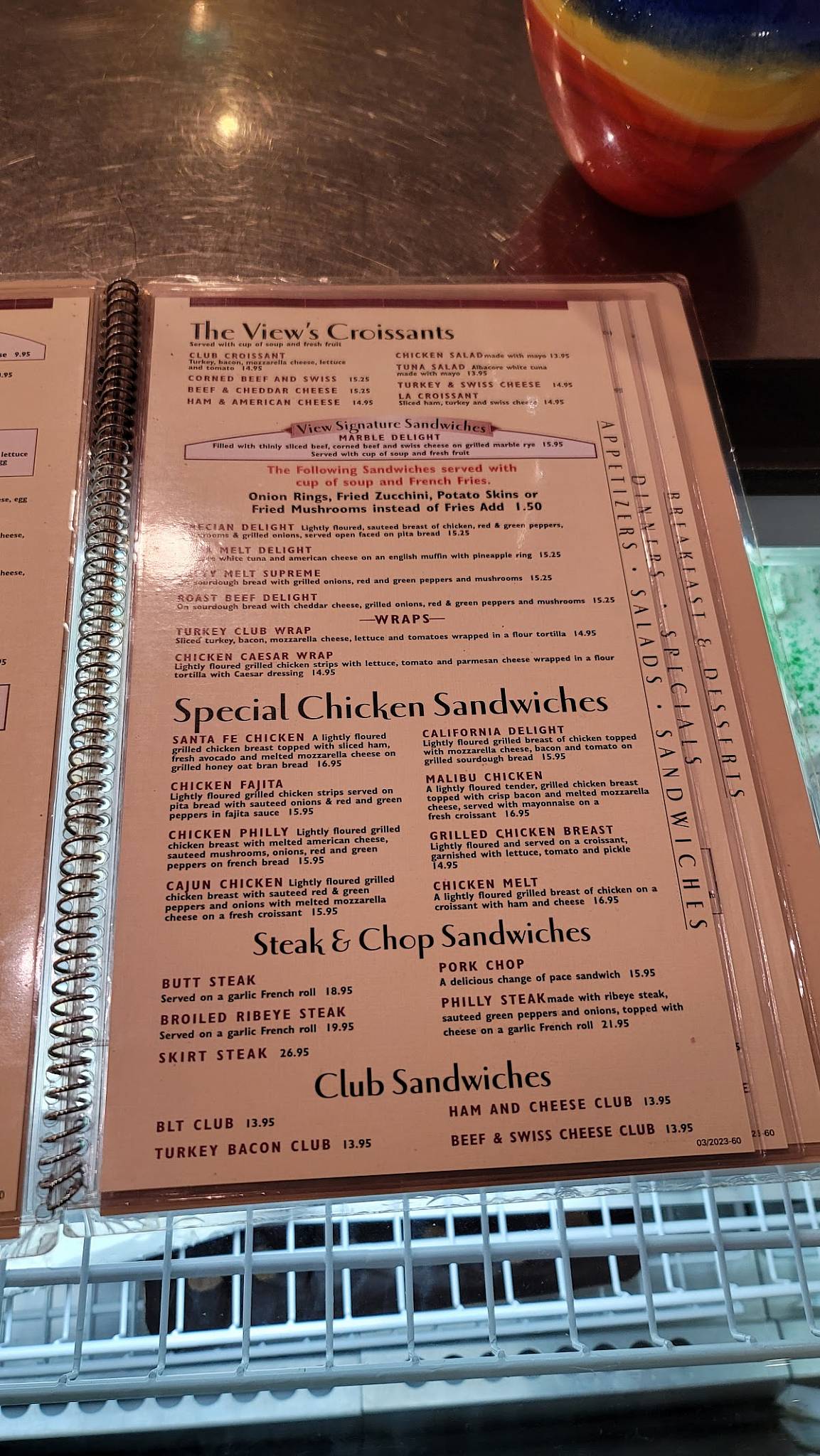 Menu at The View Restaurant, Bridgeview