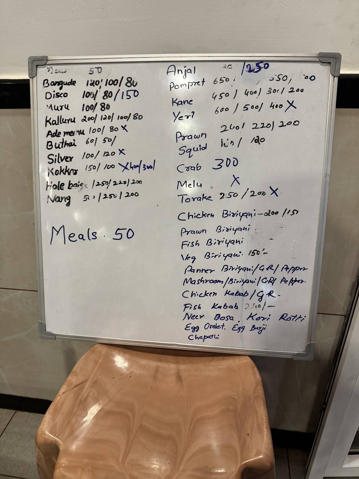 Thimmappa Fish Hotel menu