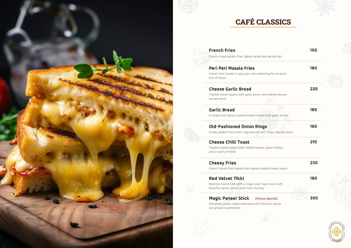 UTSAVA Pure Veg Family Restaurant Fine Dine menu