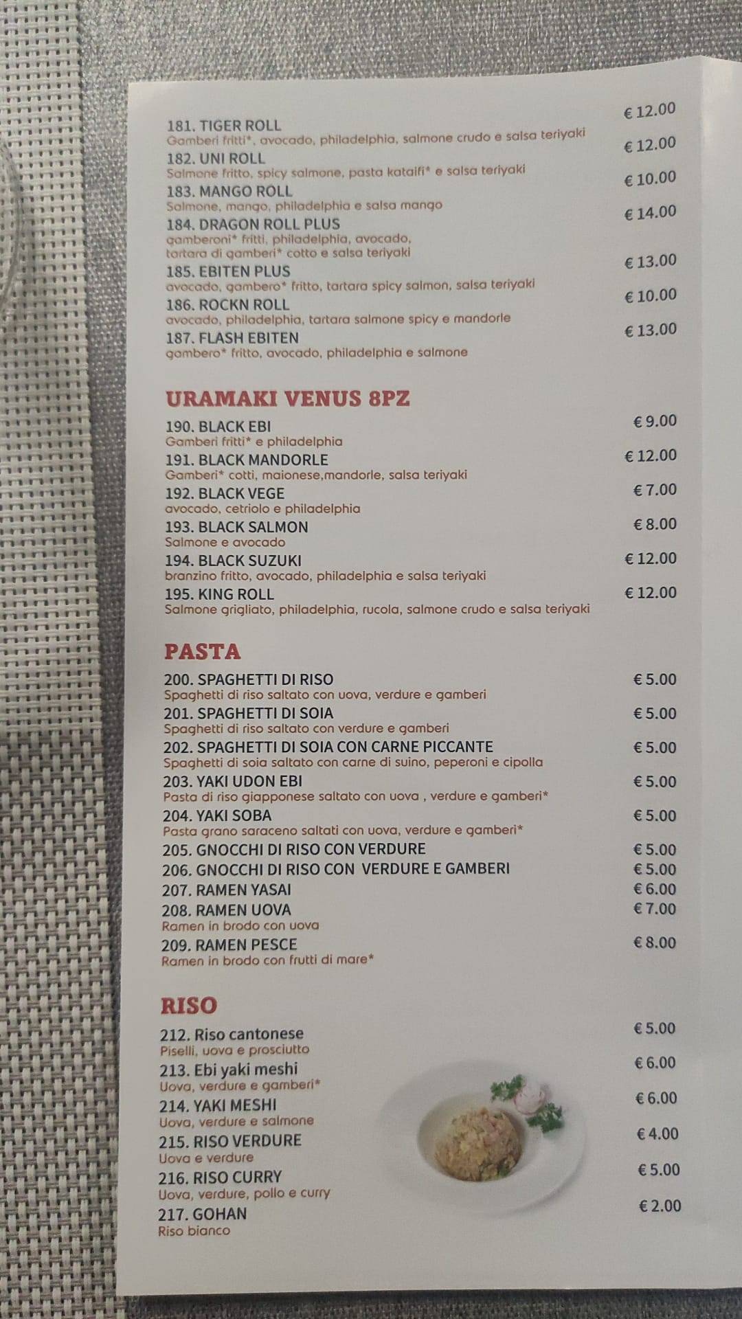 Menu di Uni sushi 