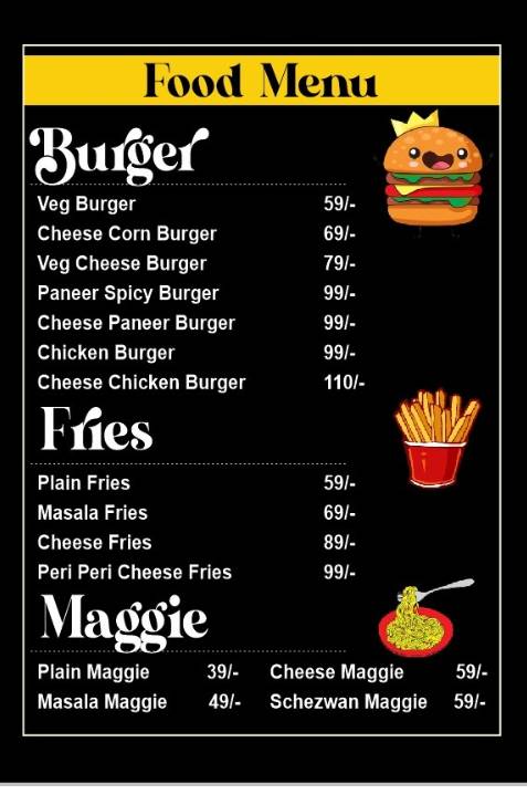 VR CAFE menu