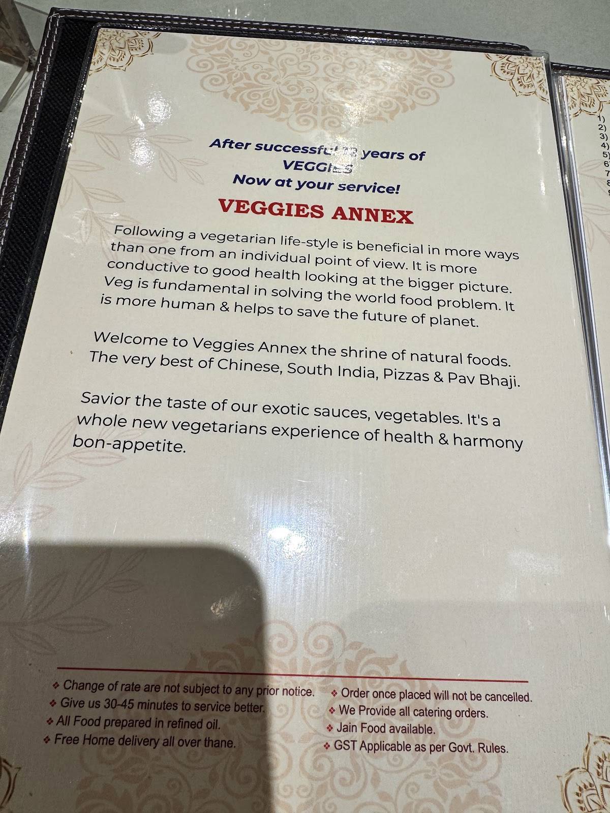 Veggies Annex menu