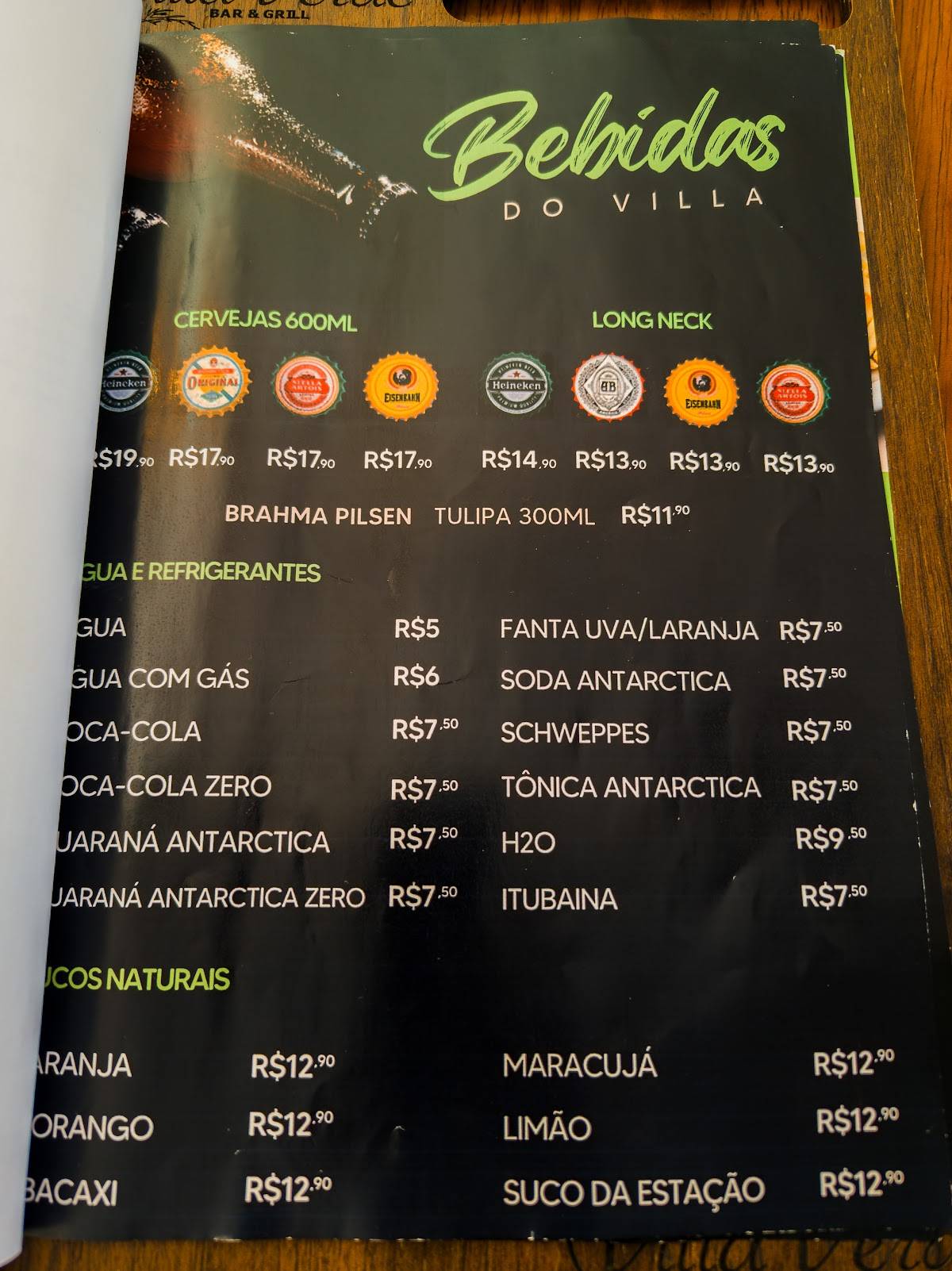 Villa Verde Bar e Grill cardápio