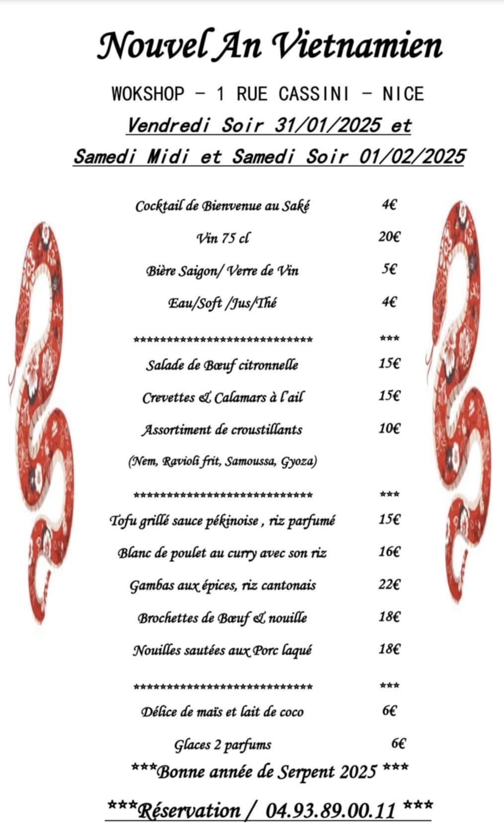 Menu de Restaurant WOKshop