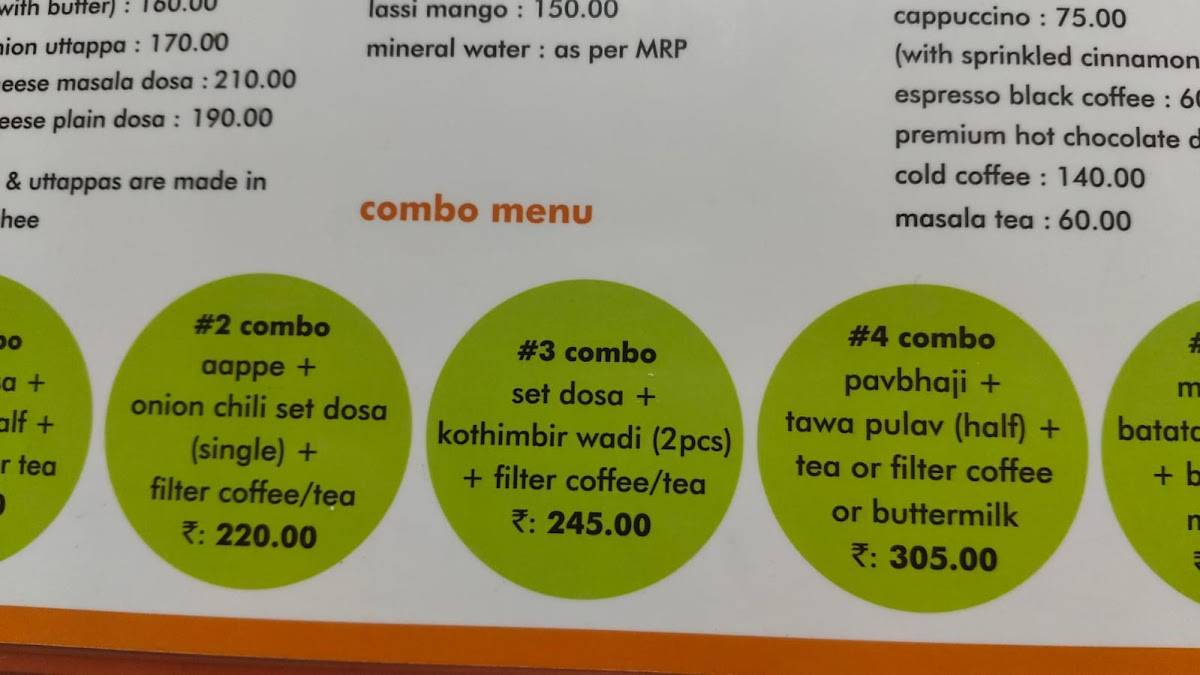 Wadeshwar Bhuvan menu