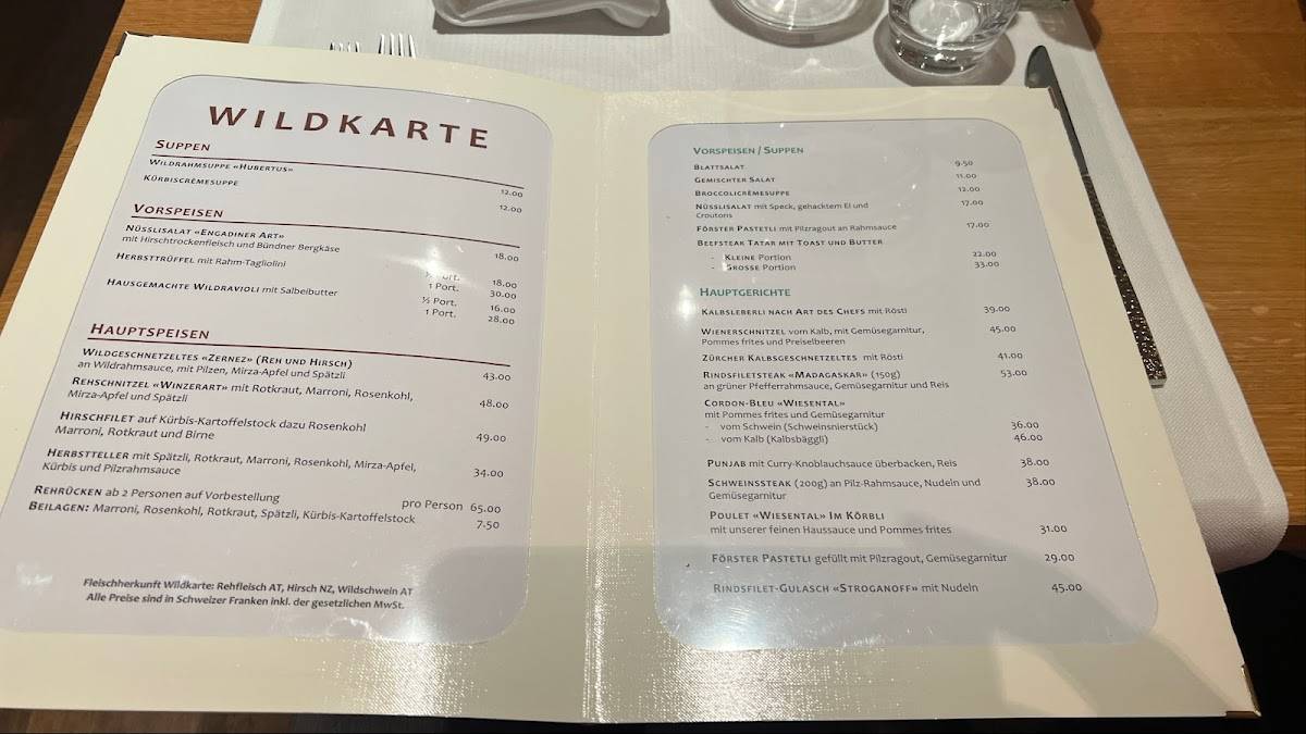 Menu di Restaurant Wiesental 