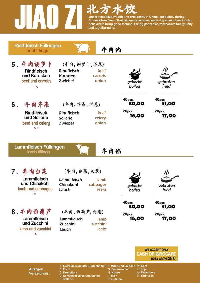 Menu de Wok Show