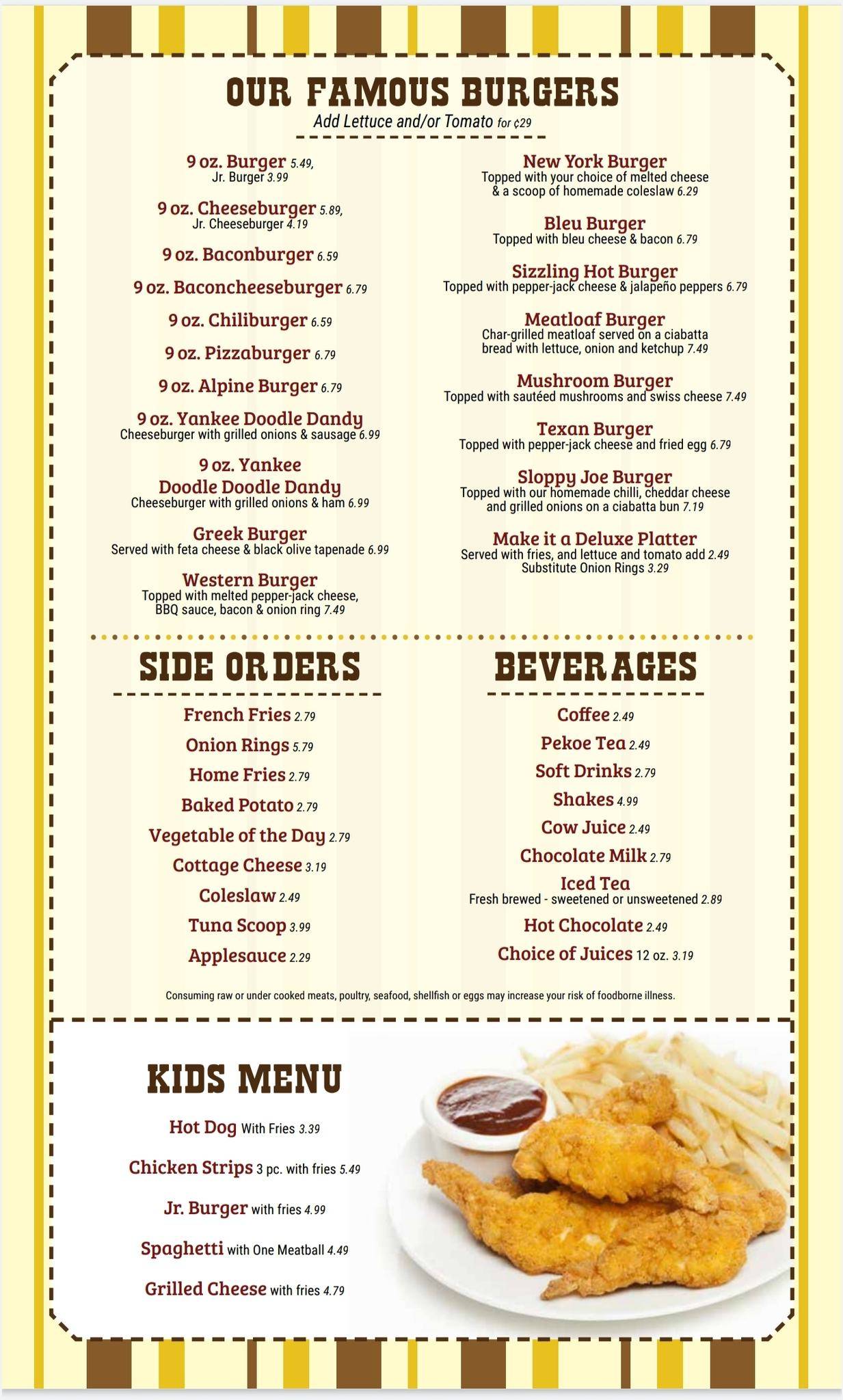 Menu at Yankee Kitchen Restaurant, Vienna Center