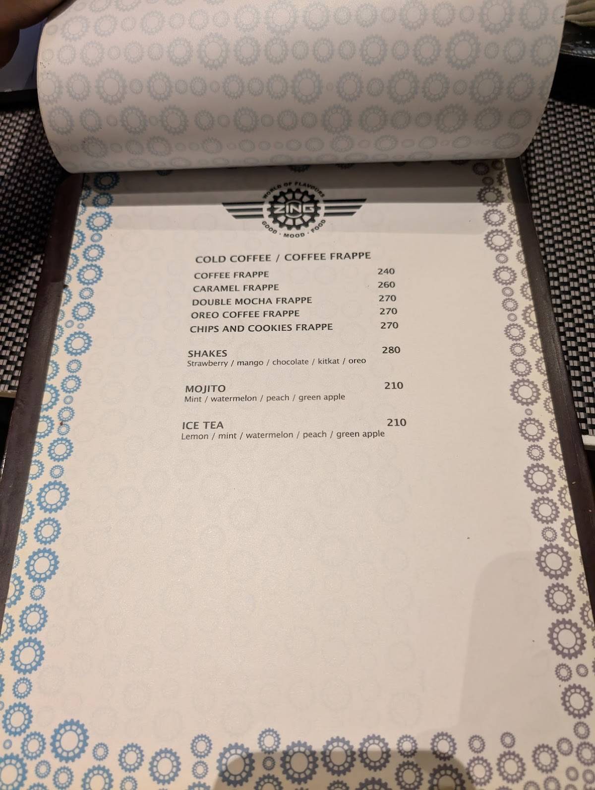 ZING - Hyatt Place Bharuch menu