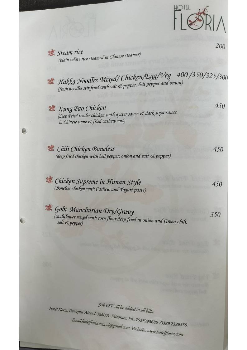 Zamzo Grill & Kitchen Restaurant (Hotel Floria) menu