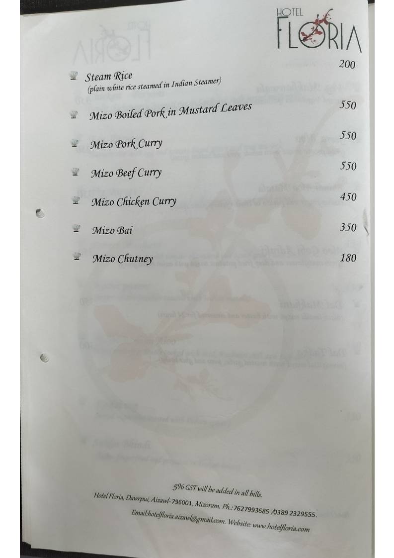 Zamzo Grill & Kitchen Restaurant (Hotel Floria) menu