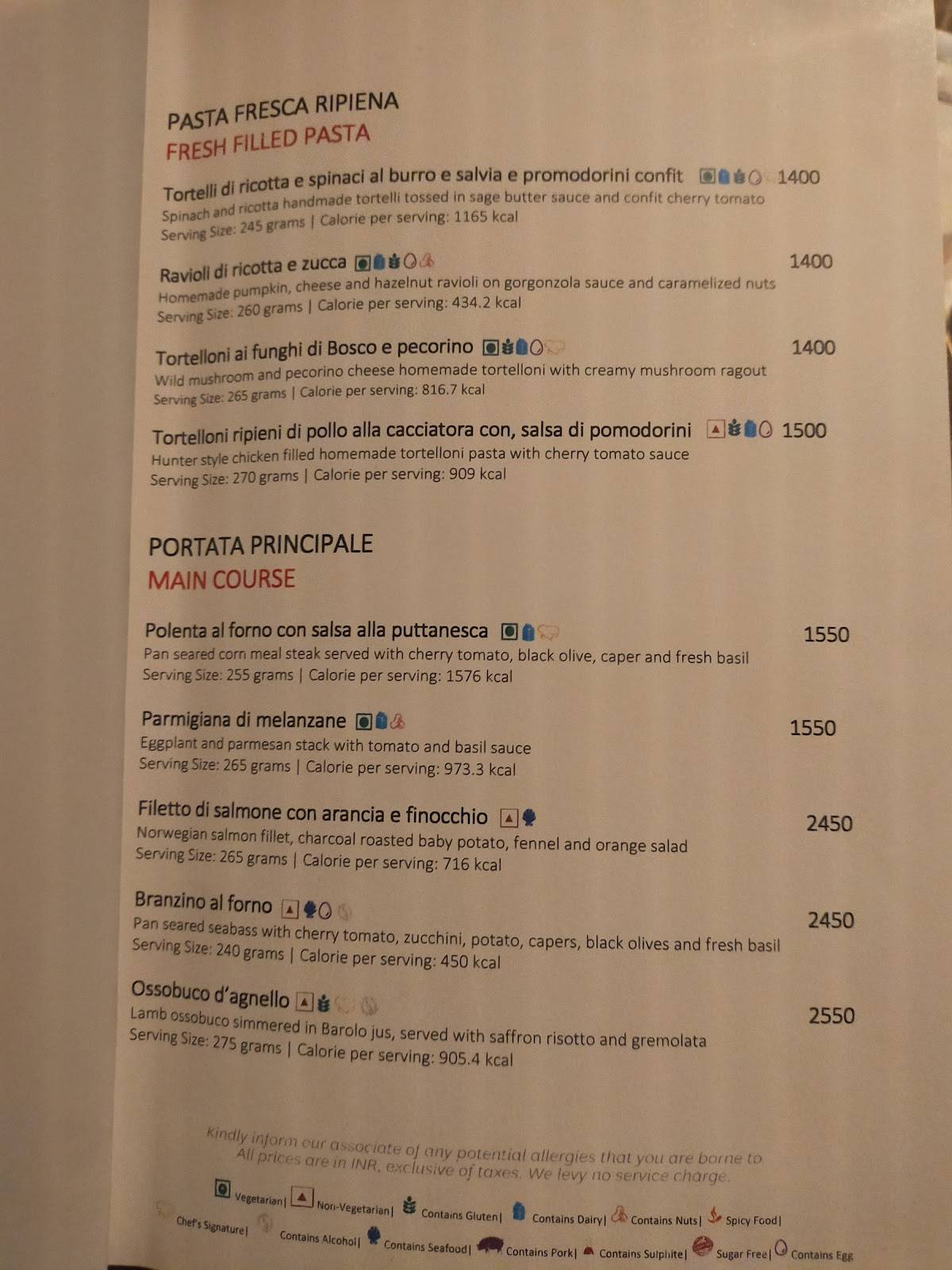 Zanotta - The Leela Ambience Gurugram menu