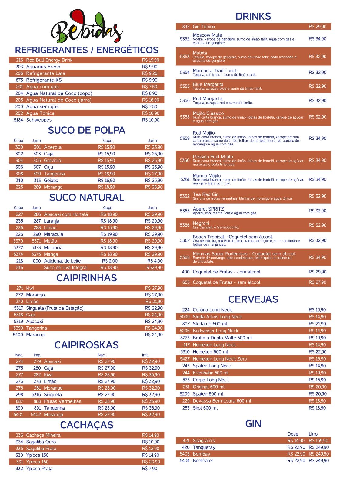 Restaurante Absoluto cardápio