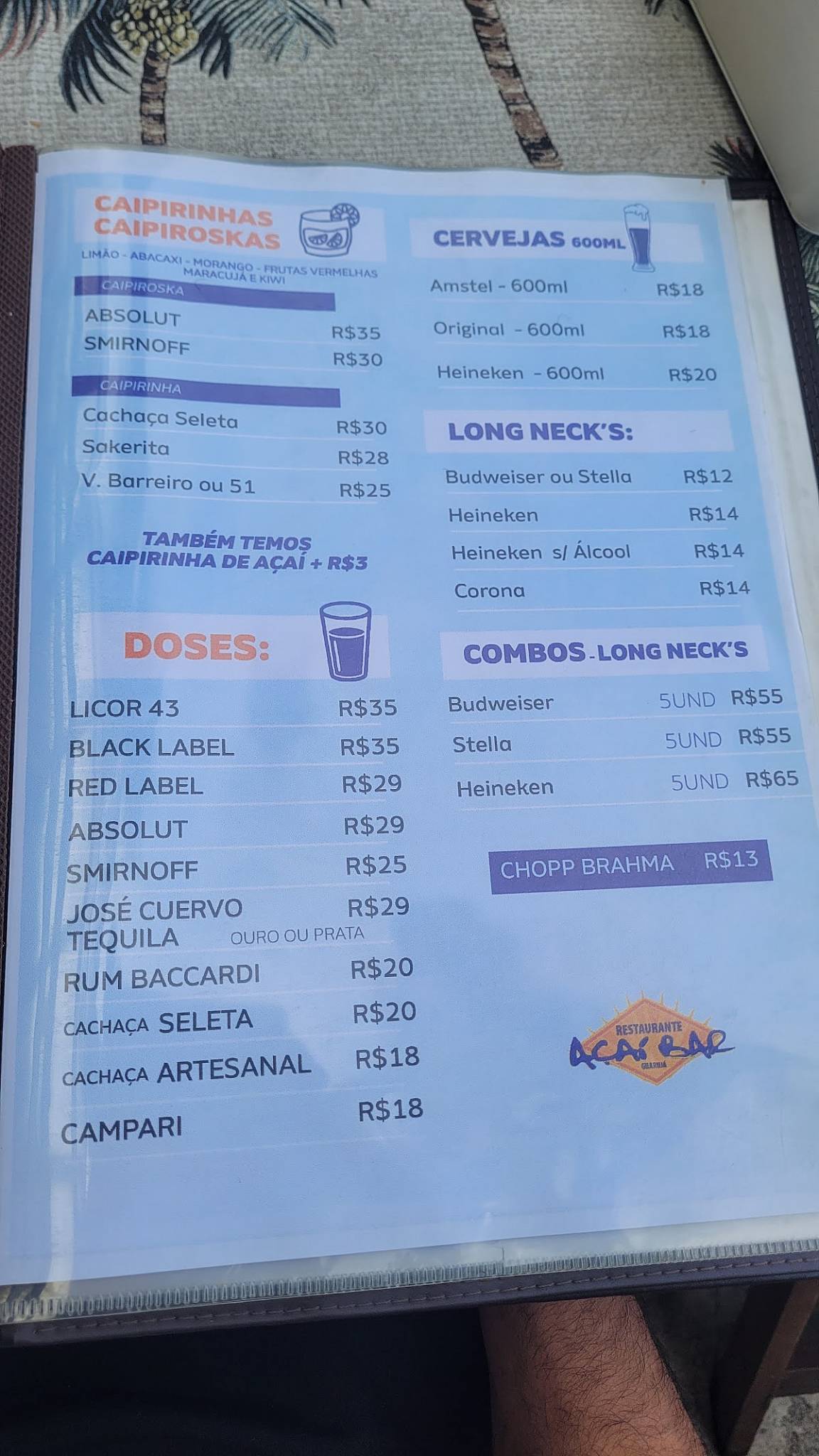 Restaurante Açaí Bar Guarujá cardápio