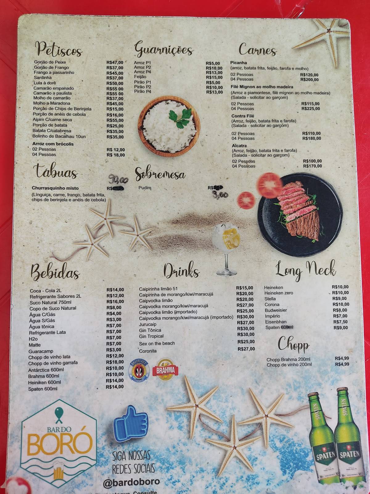Restaurante / Bar do Boró cardápio