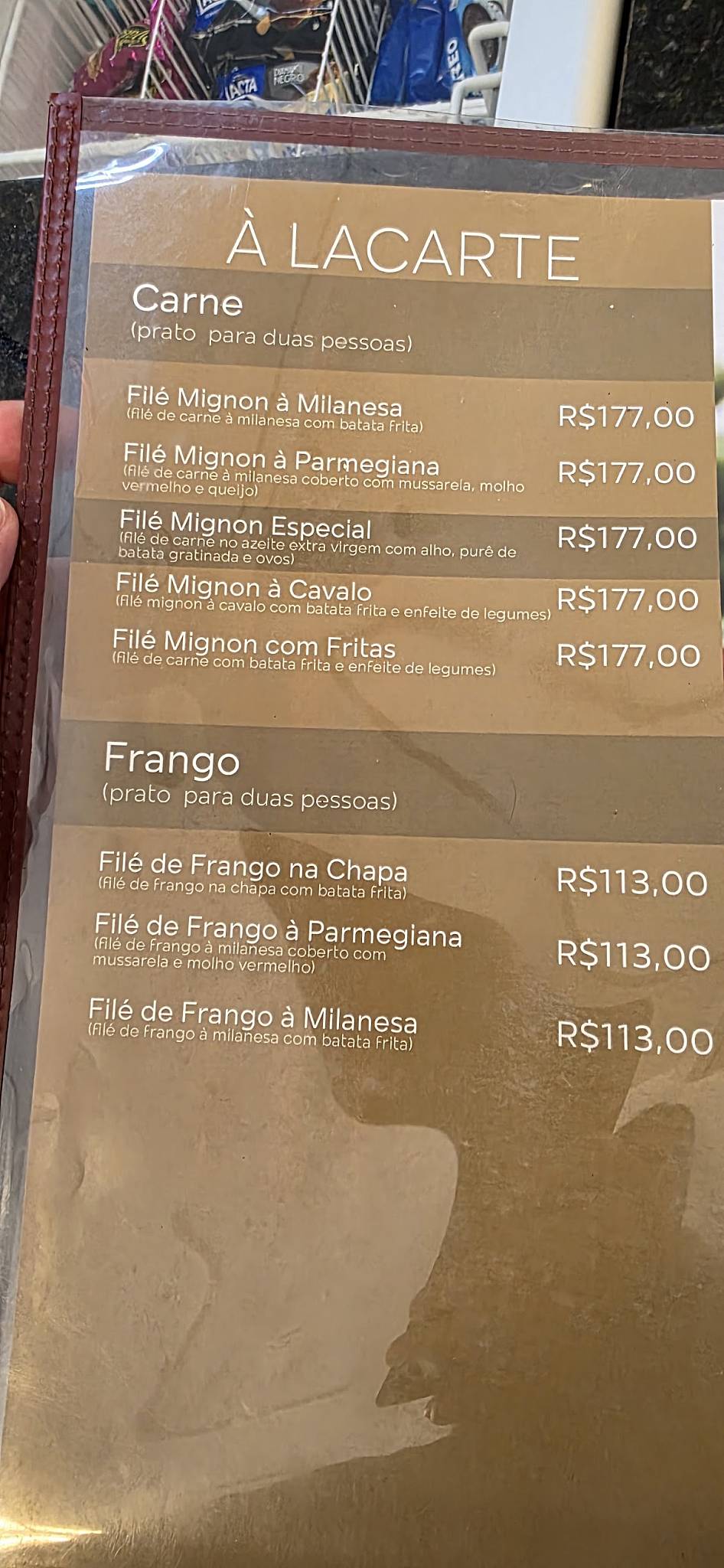 Restaurante Beira Rio cardápio