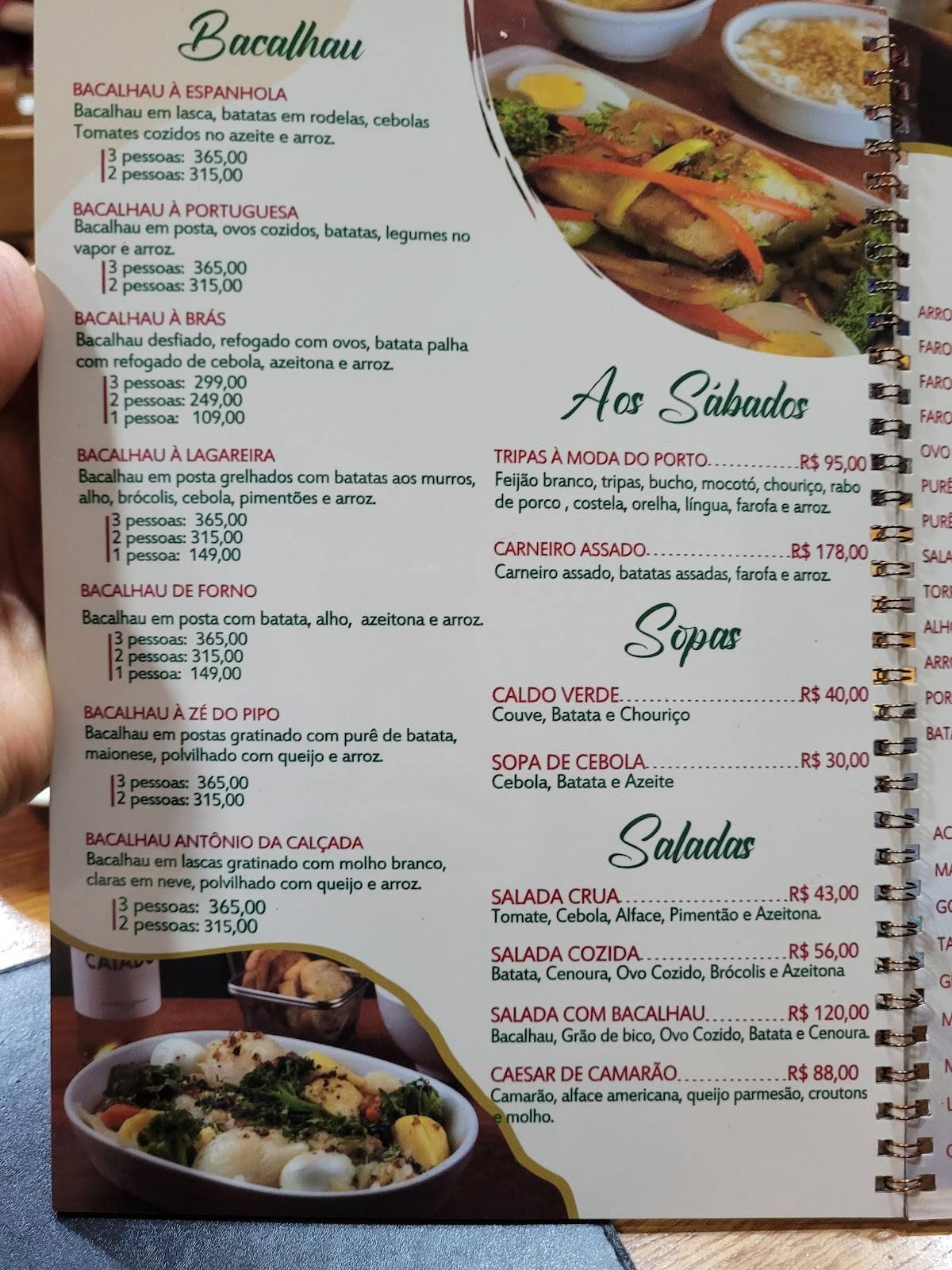 Calçada Alta cardápio