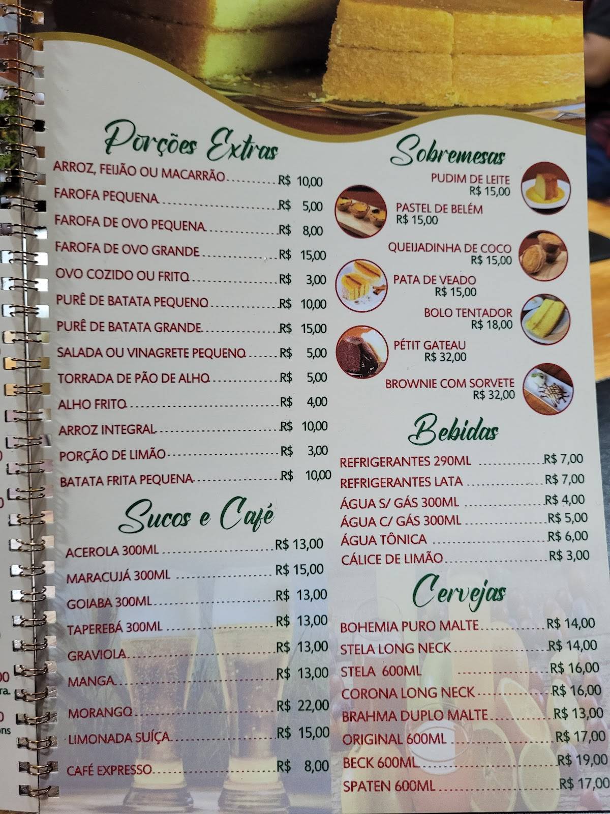 Calçada Alta cardápio