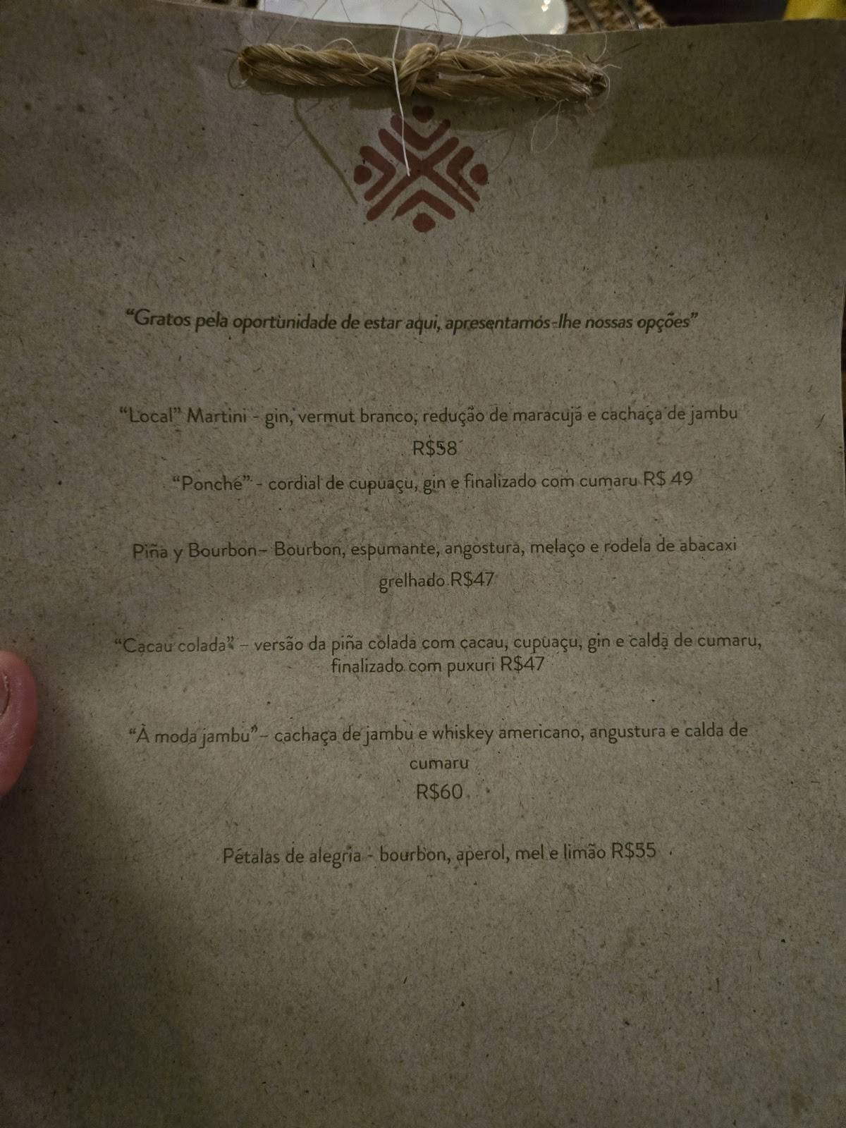 Restaurante Caxiri Manaus cardápio