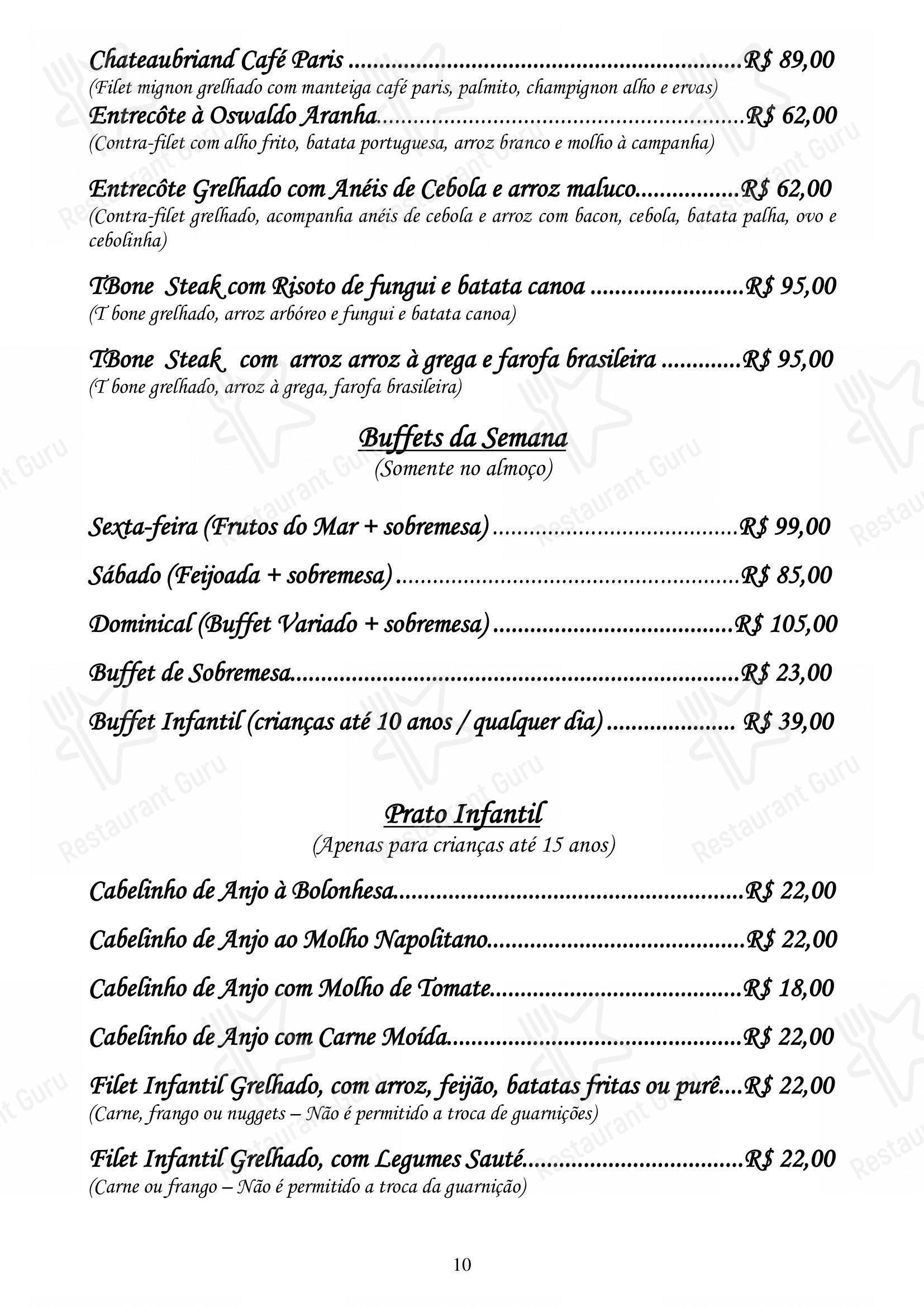 Основное меню para Restaurante Convés em Rio de Janeiro