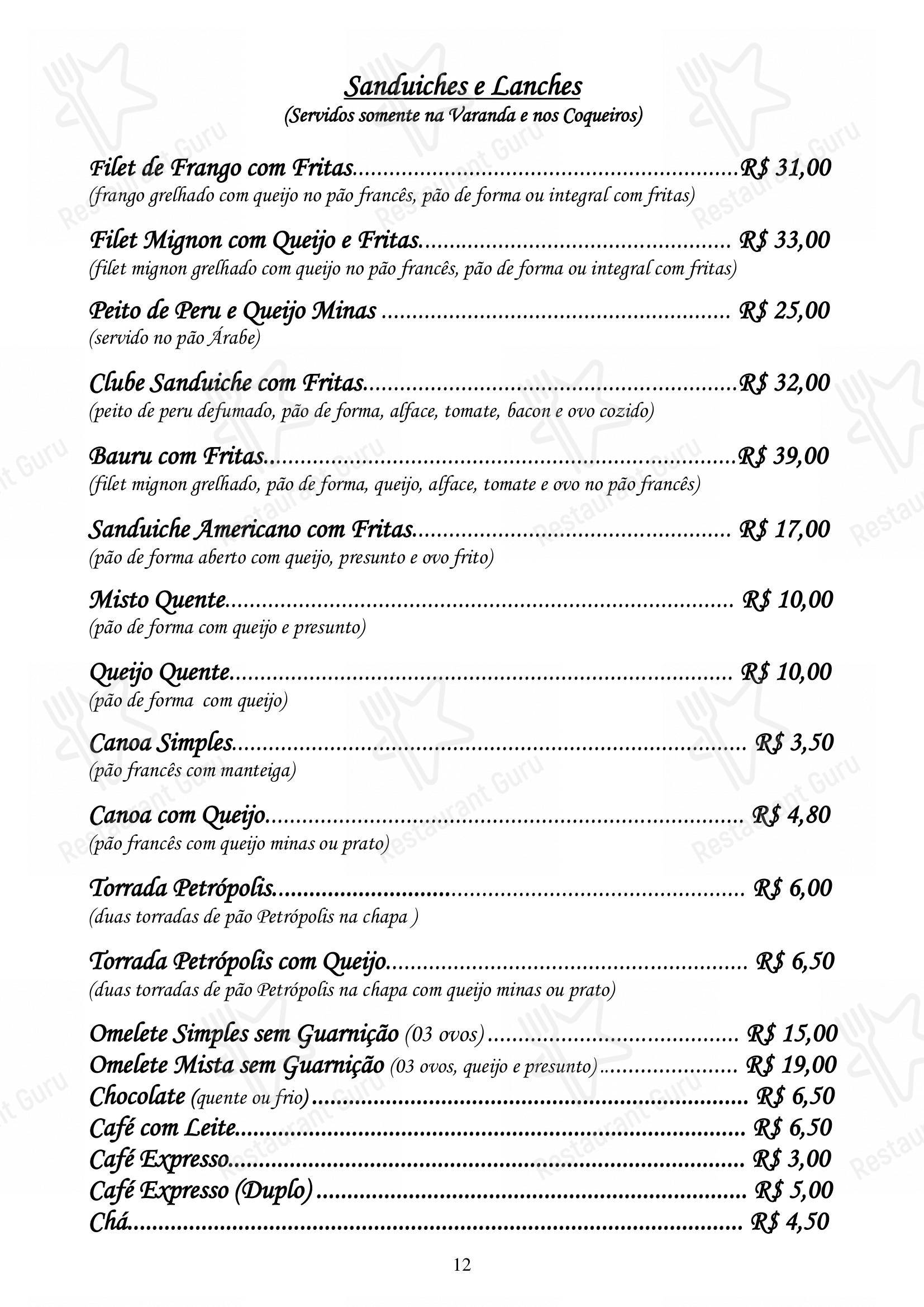 Menu para Restaurante Convés em Rio de Janeiro