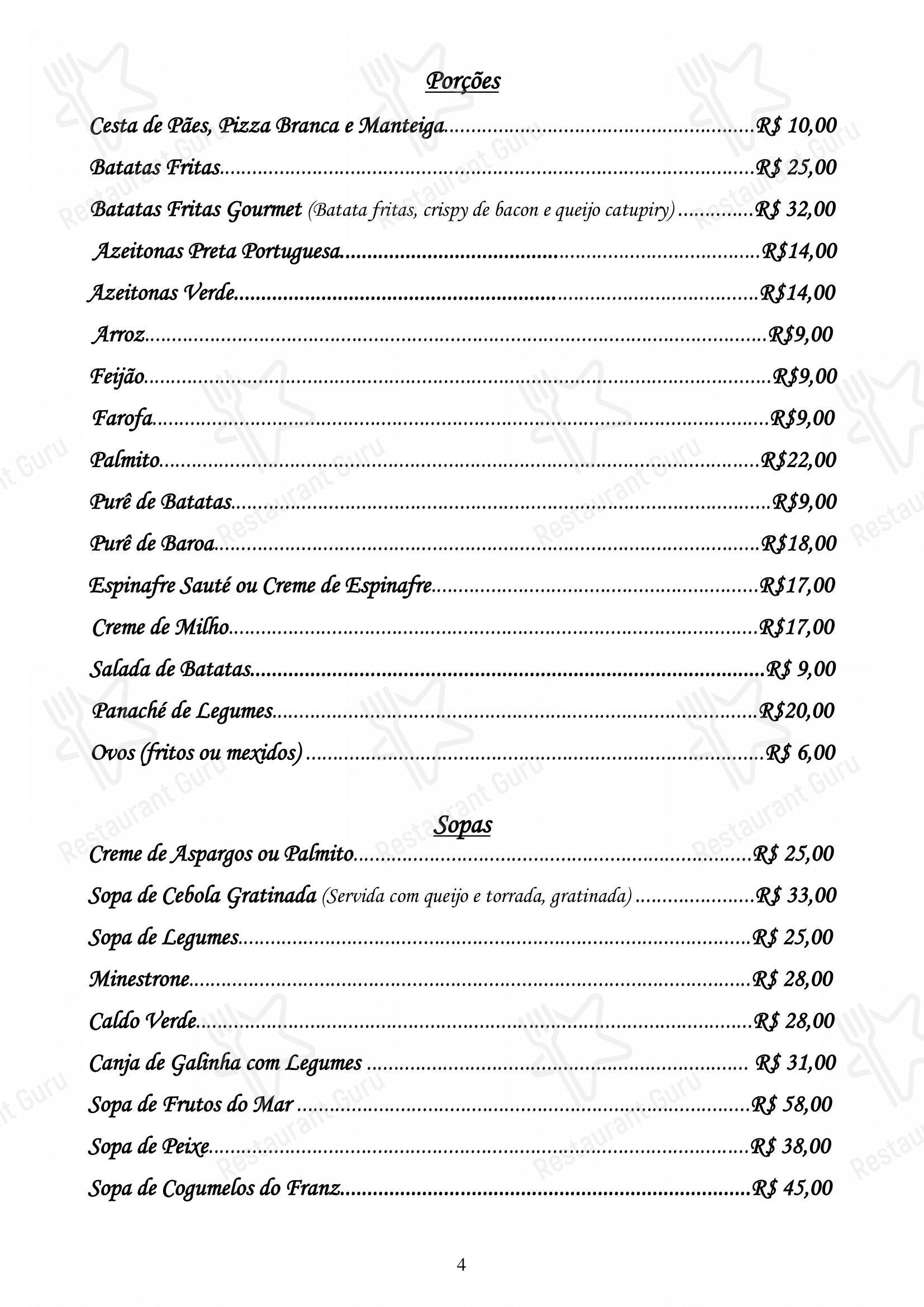 Restaurante Convés - Основное меню