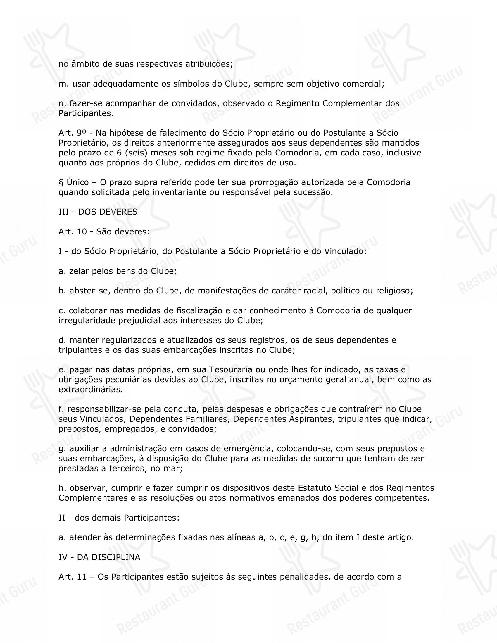 菜单 para Restaurante Convés em Rio de Janeiro