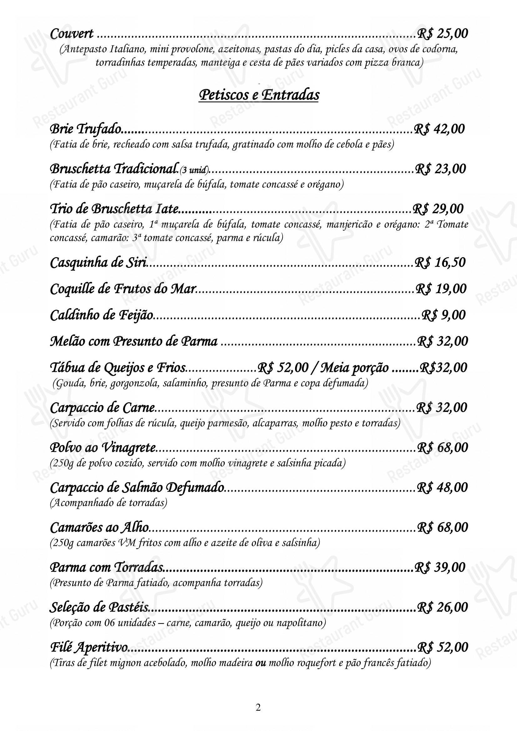 Restaurante Convés - Menu