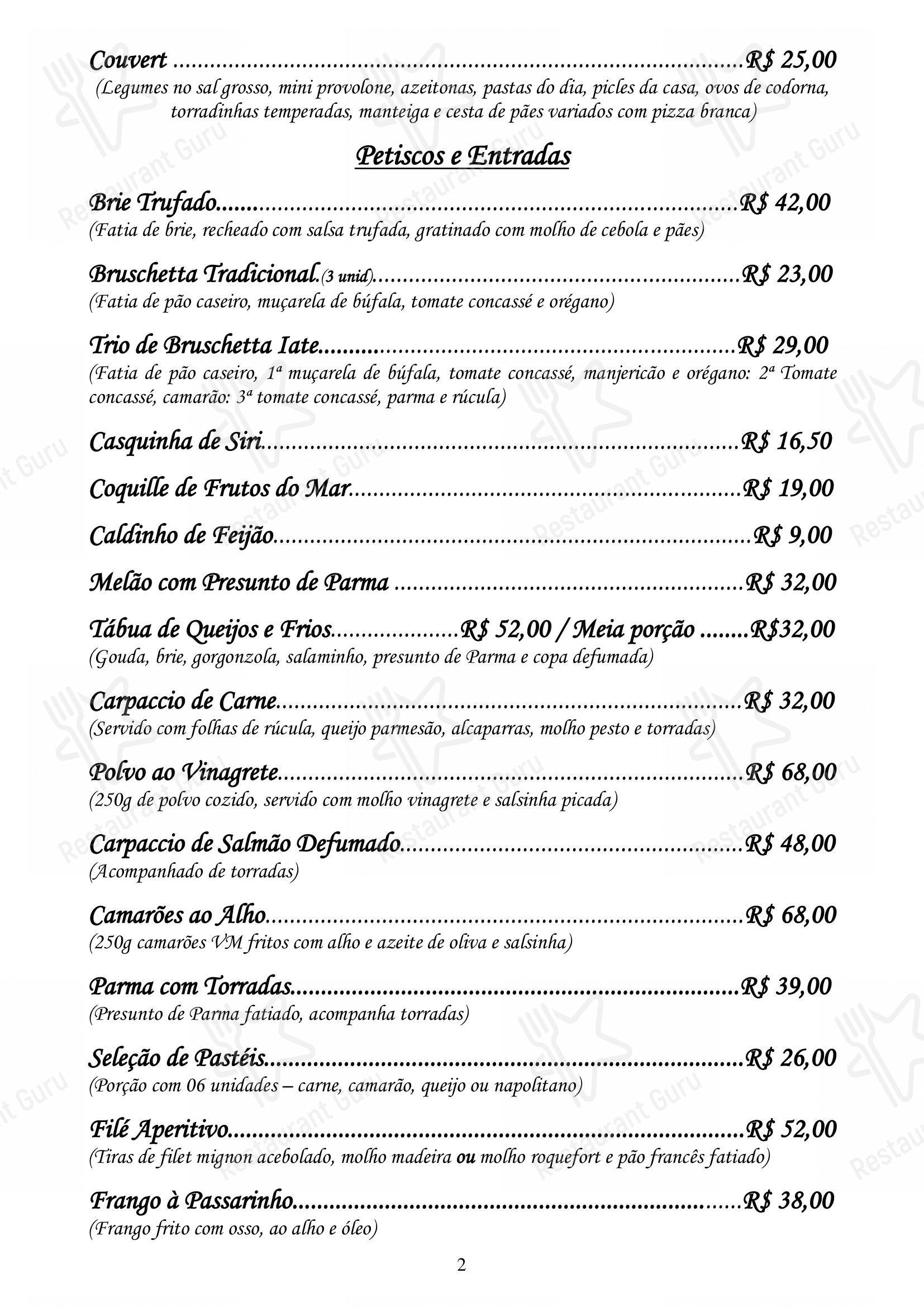 Основное меню para Restaurante Convés restaurante