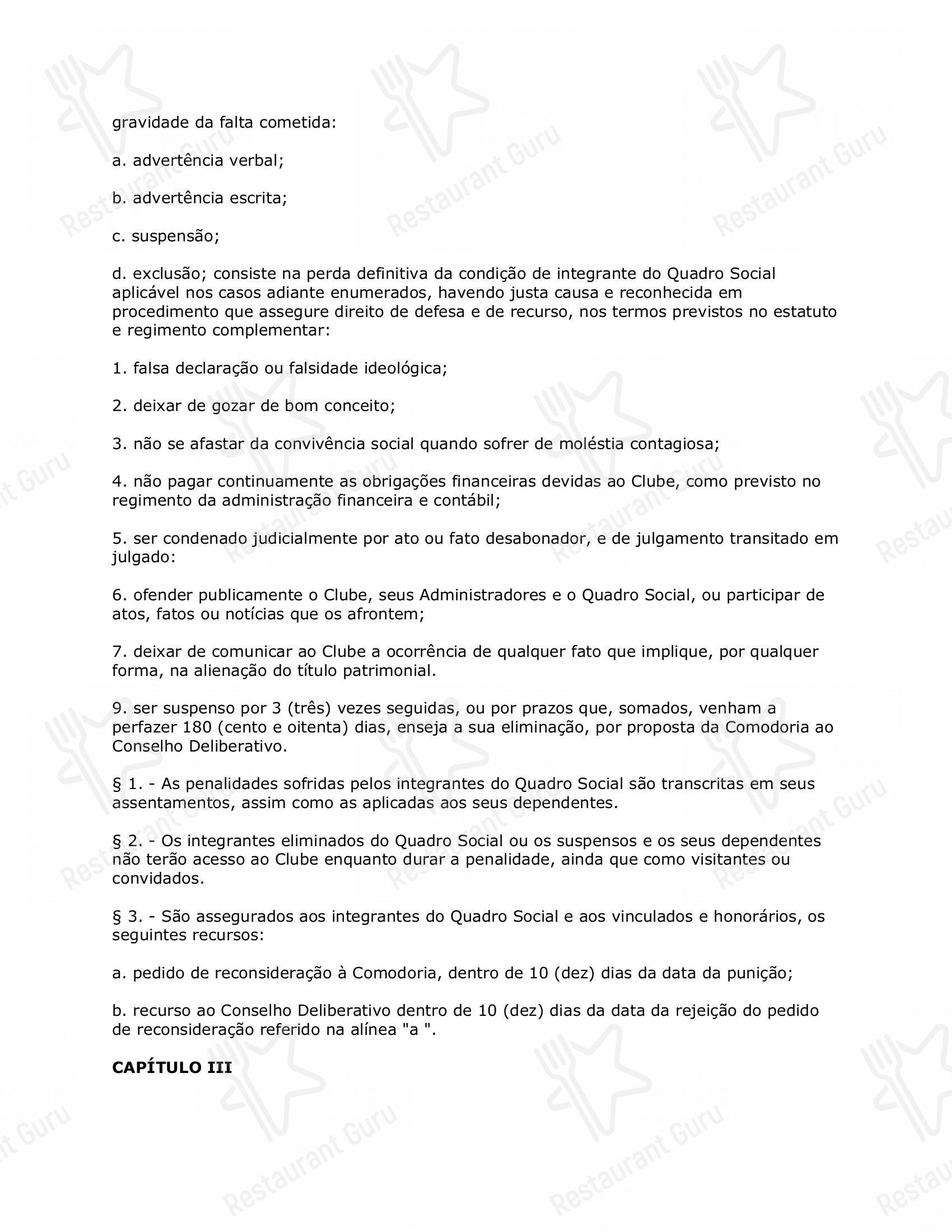 Restaurante Convés em Rio de Janeiro - 菜单