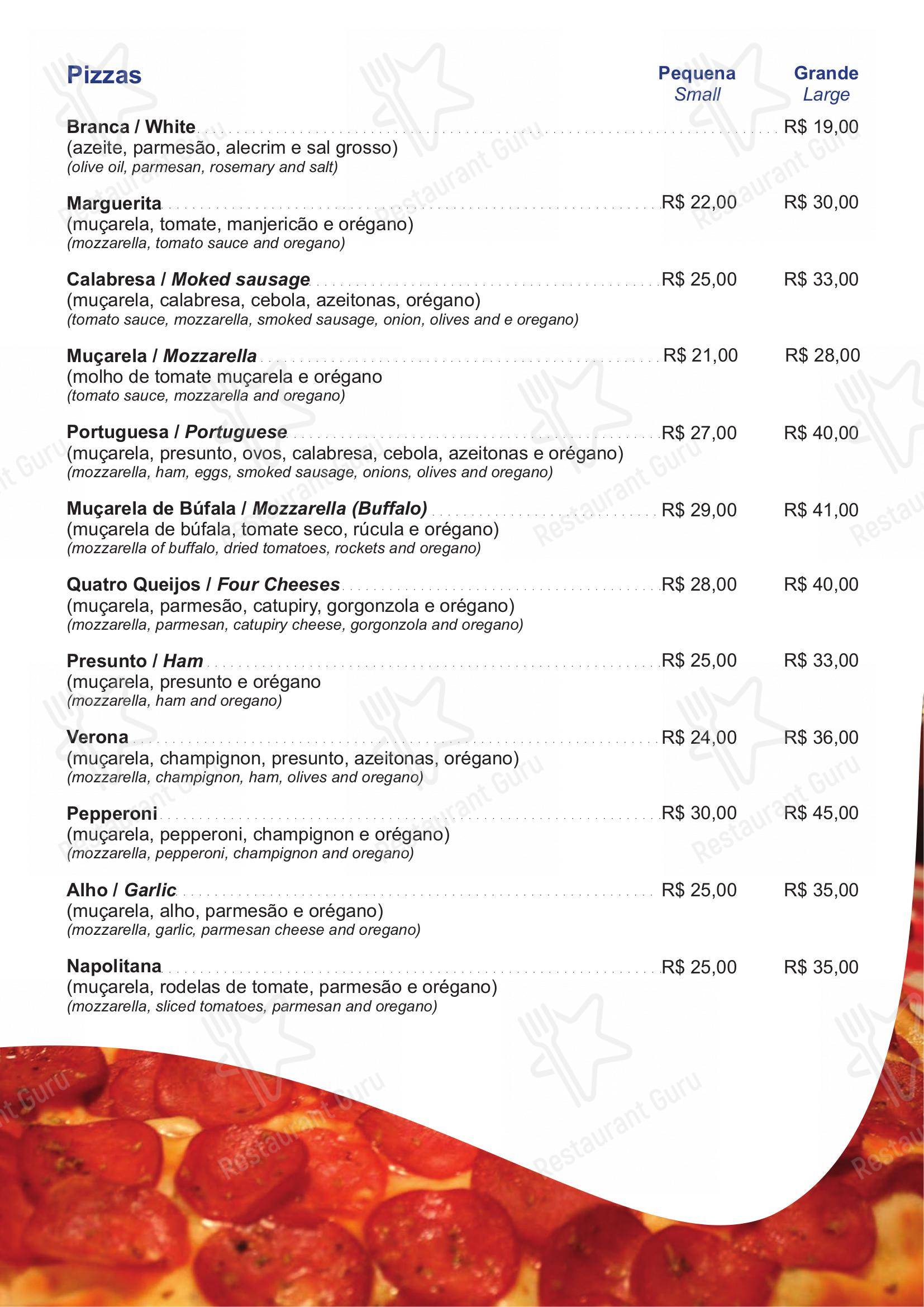 Menu bar para Restaurante Convés restaurante