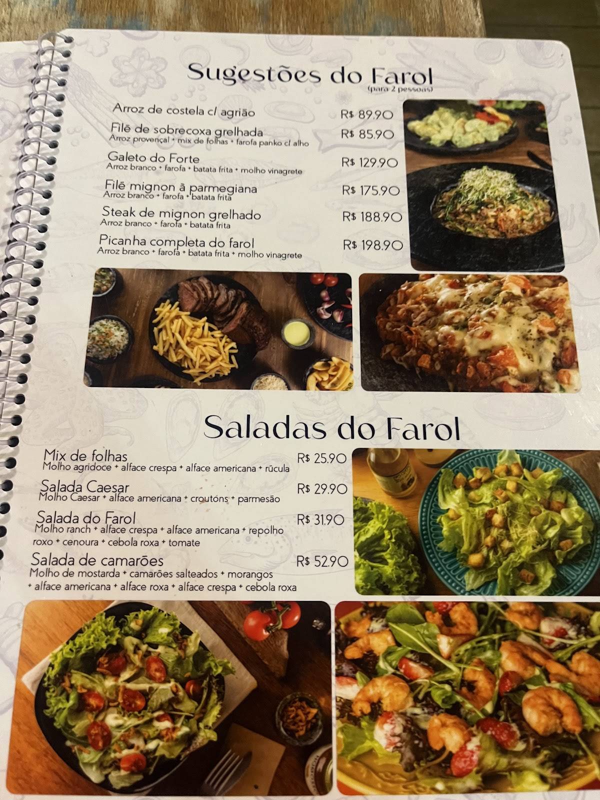 Restaurante Farol do Forte cardápio