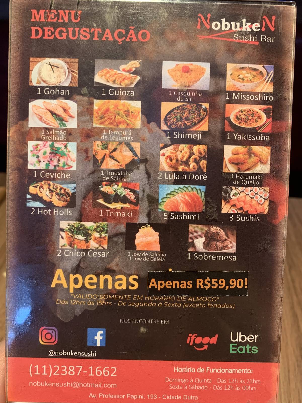 Restaurante Japonês - NOBUKEN SUSHI cardápio
