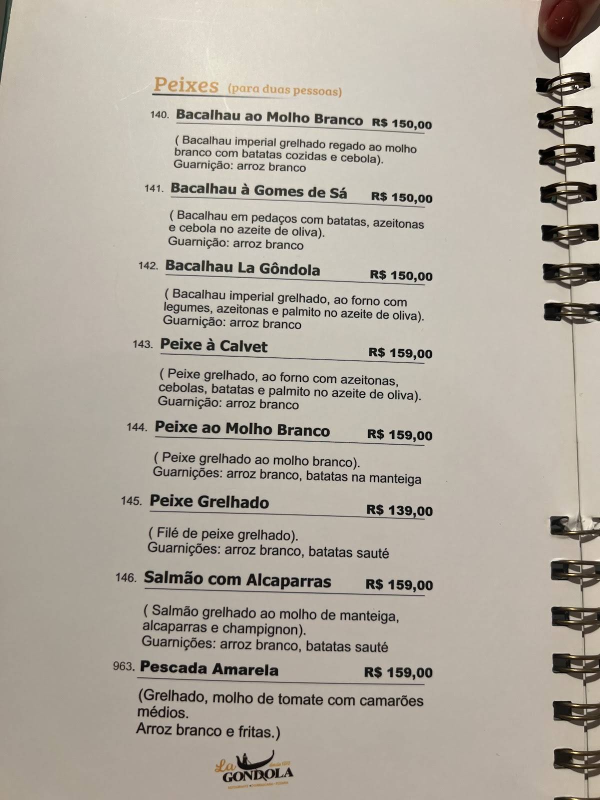 Restaurante e Churrascaria La Gondola cardápio