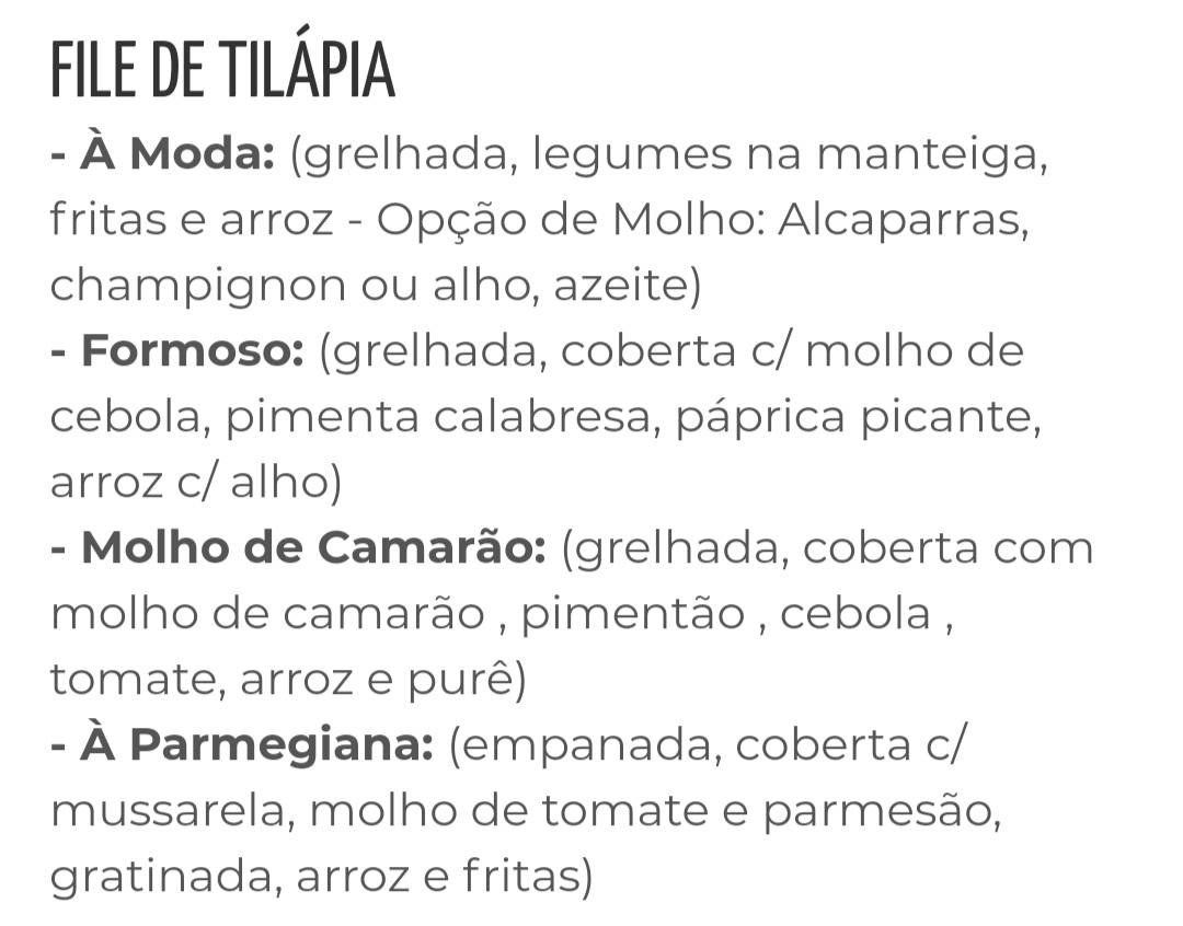 Restaurante Morro do Ronque cardápio