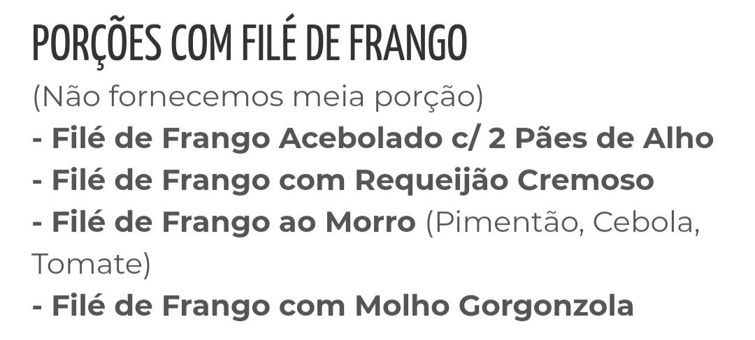 Restaurante Morro do Ronque cardápio