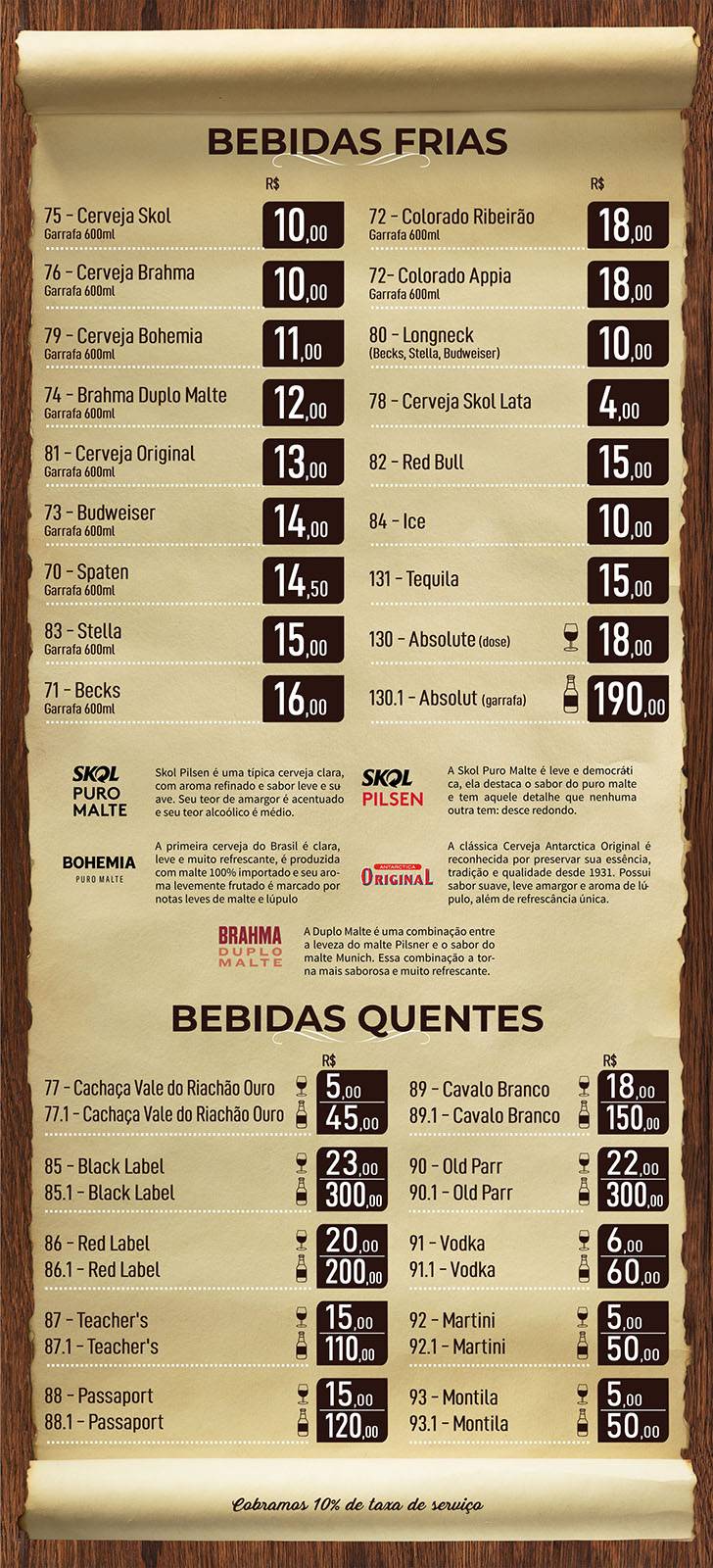 Restaurante Perfil Flutuante cardápio