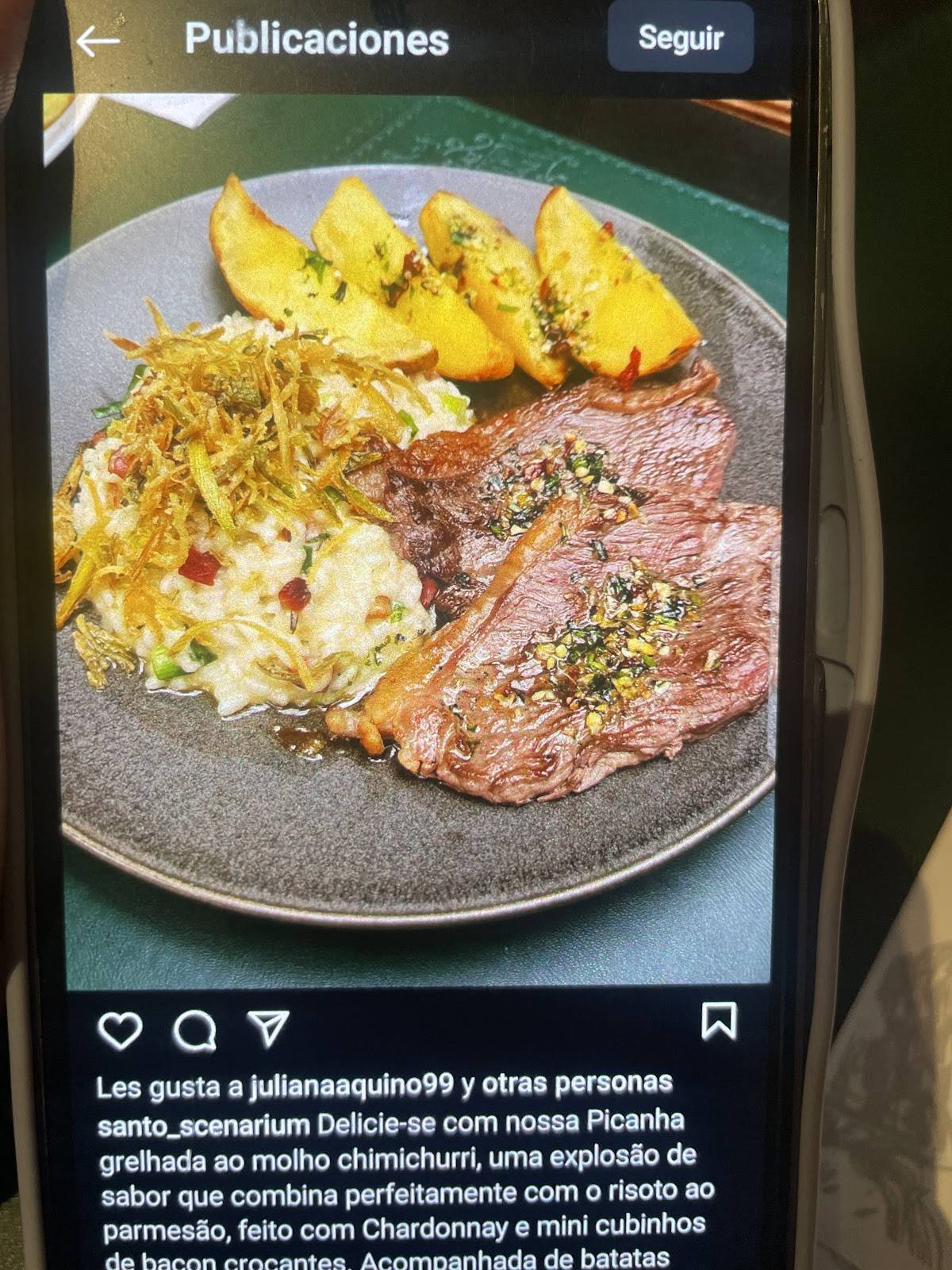Restaurante Santo Scenarium cardápio