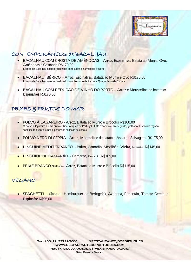 Restaurante Do Português cardápio