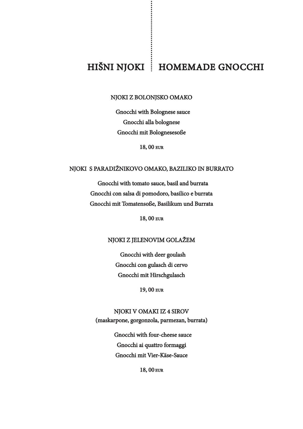 Menu di Restavracija Letni vrt 