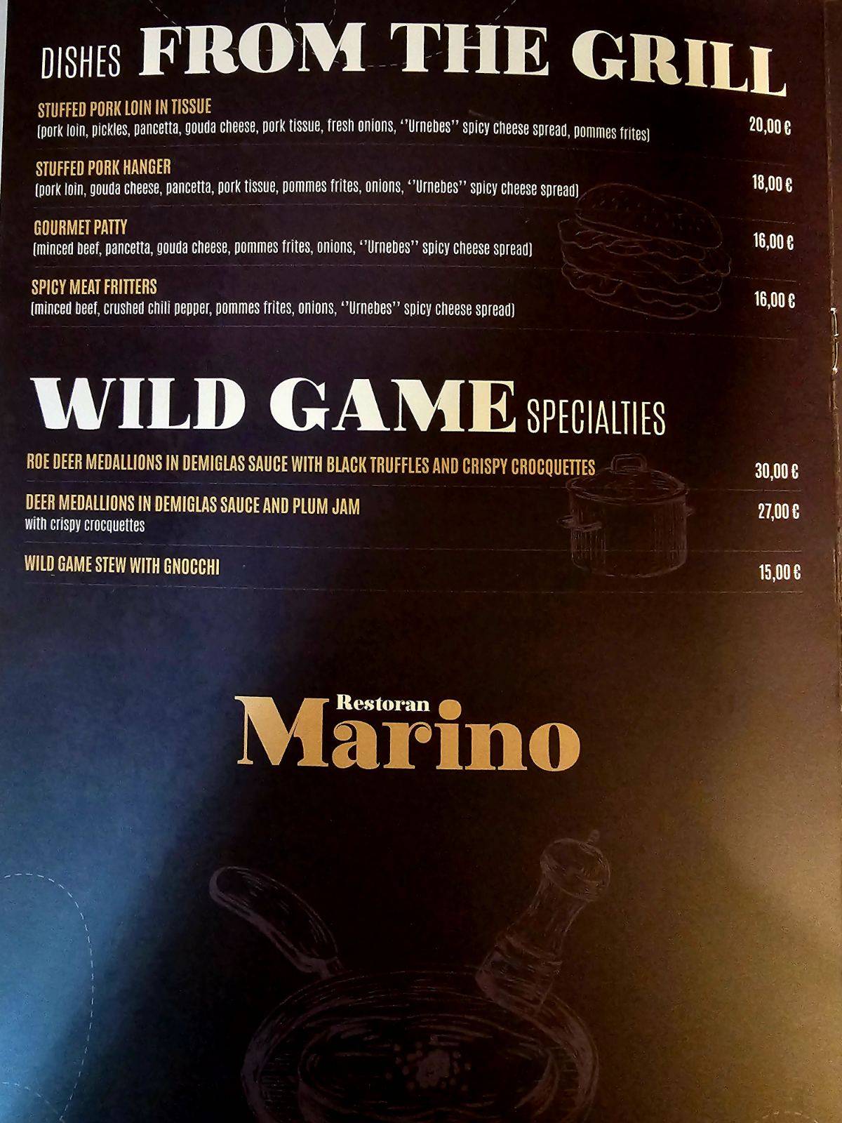 Menu di Restoran Marino 