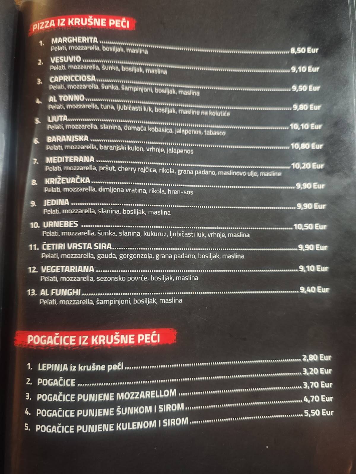 Menu di Restoran Tomislav/ Križevačka Pivovara 
