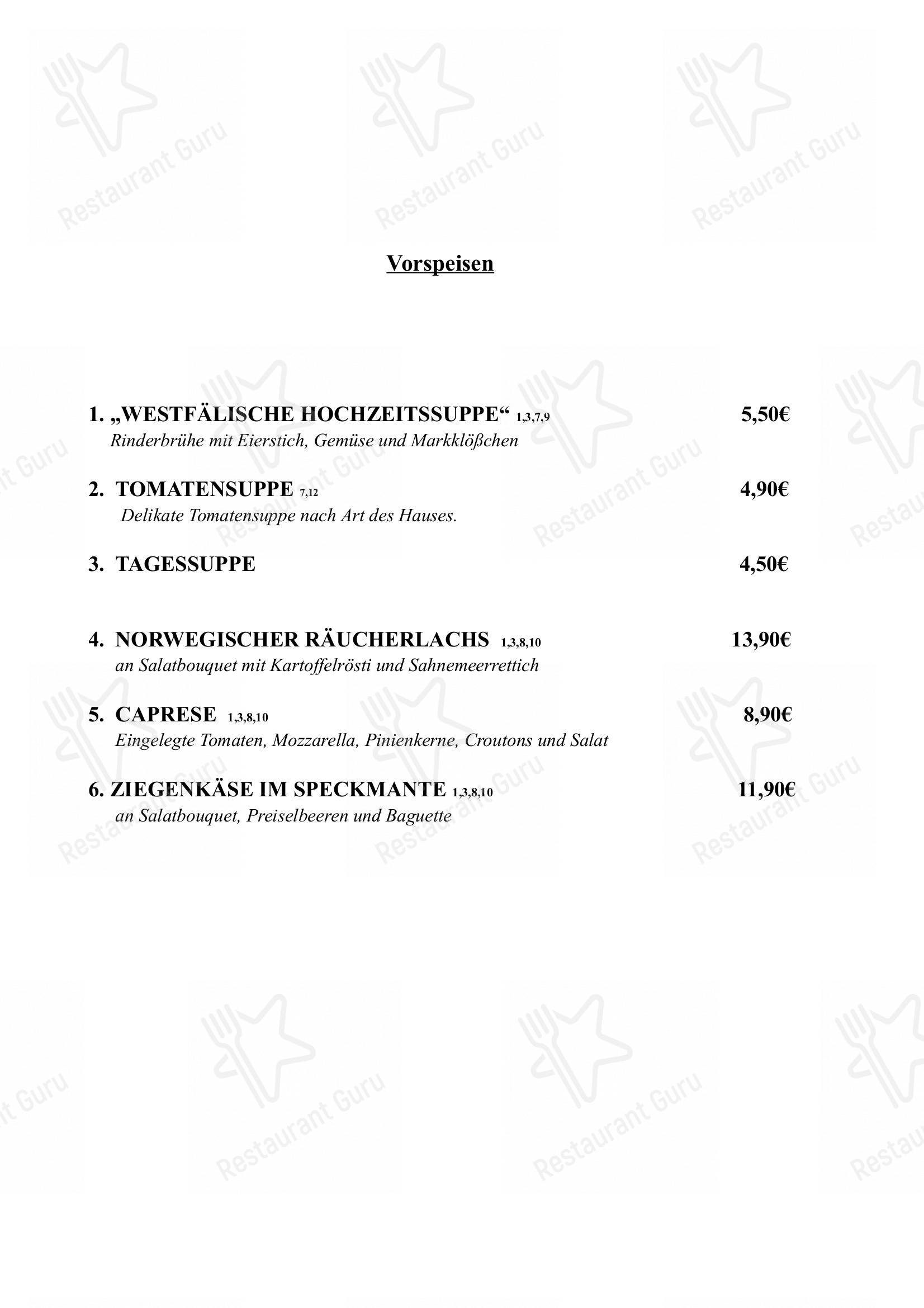 Menu pour Restaurant Deitmer - Menu