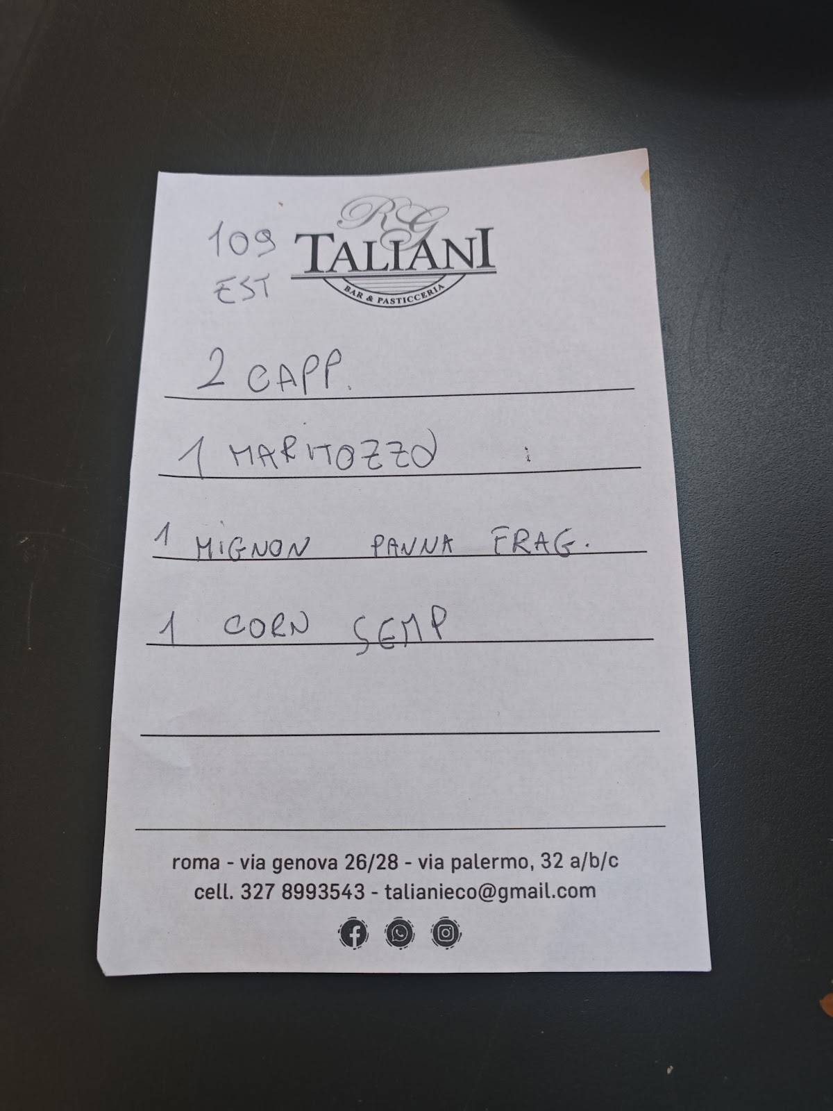 Menu di Taliani Roma 