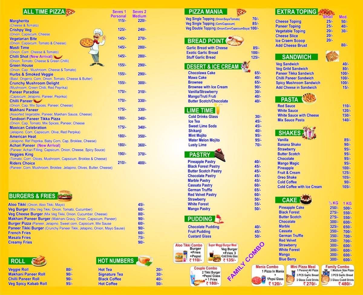 Riders Pizza & Restaurant Shamli menu