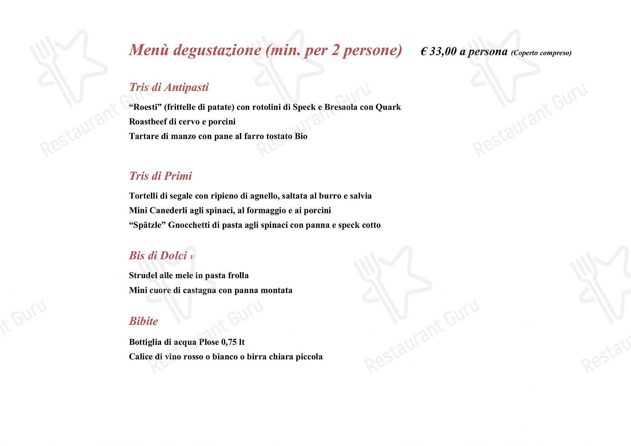 Menu bar per Ristorante Rifugio, Milano in Milano