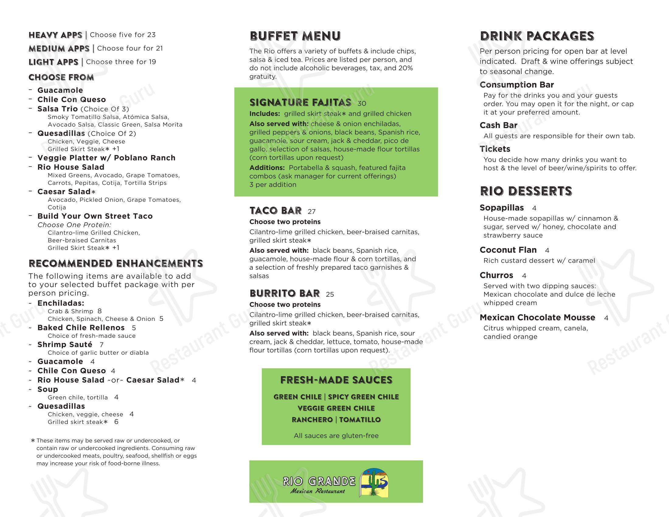 Menu at Rio Grande Mexican Restaurant, Fort Collins