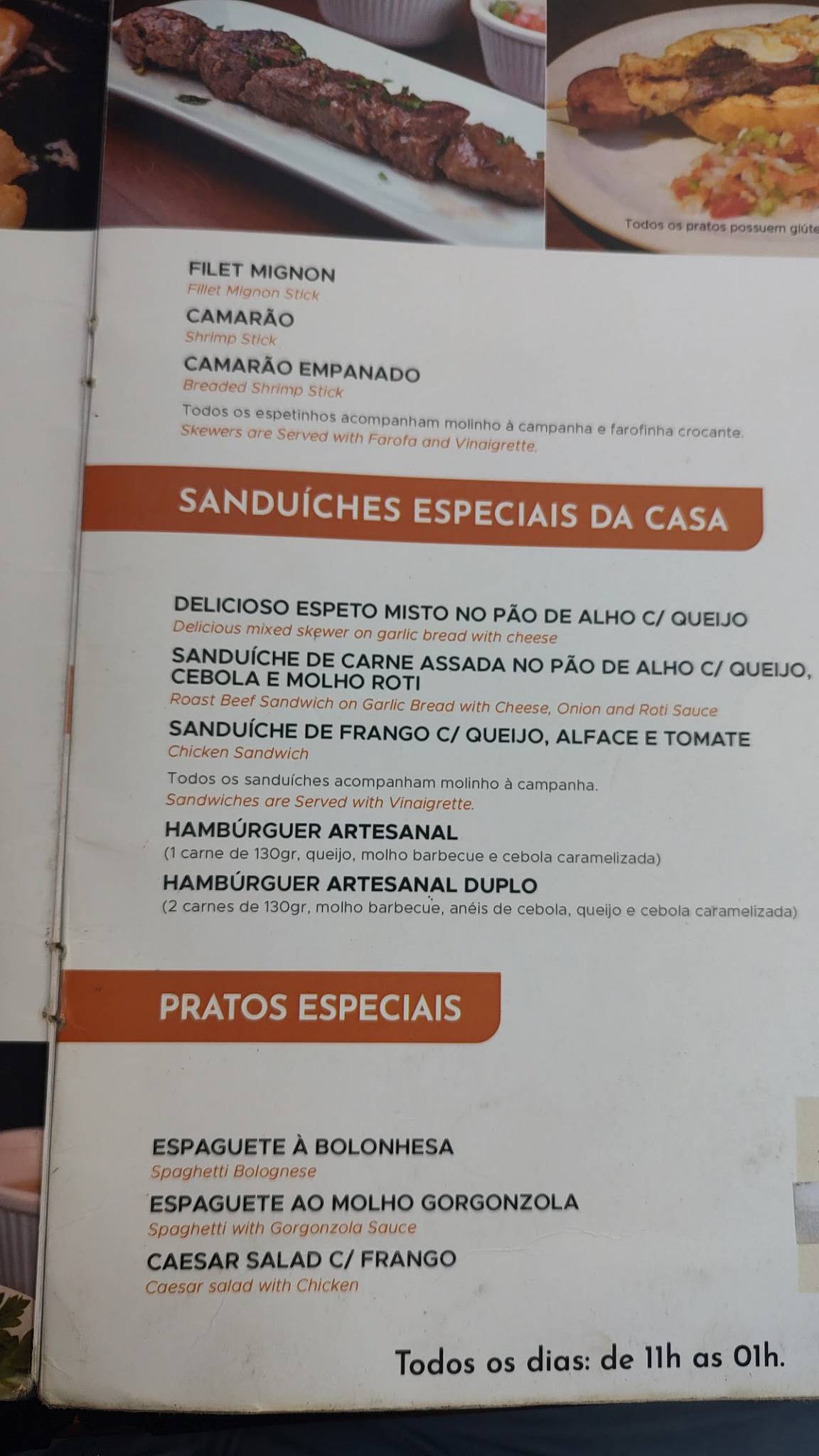 Espeto Brasileiro Restaurante em Copacabana - RJ cardápio