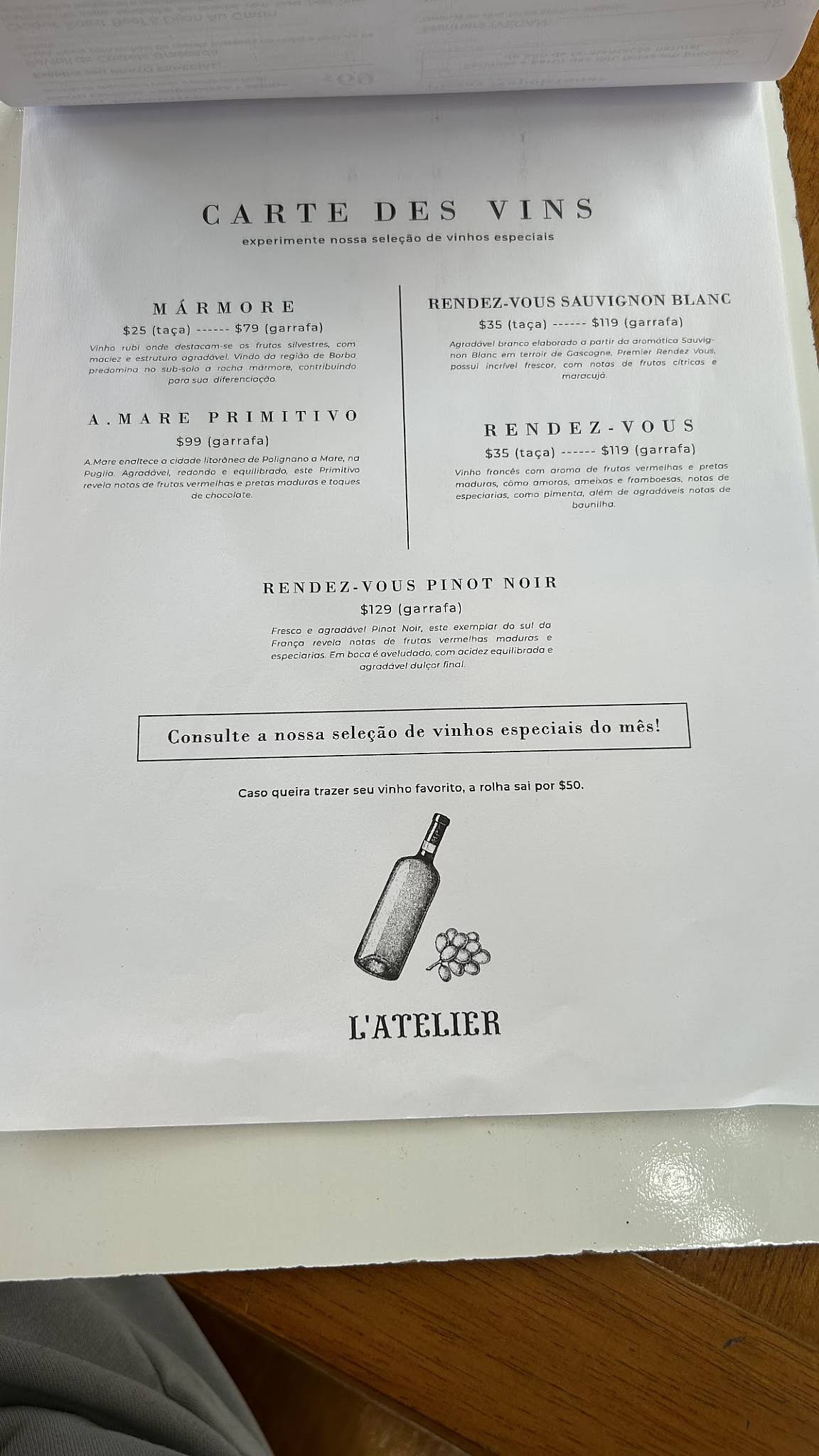 L’ATELIER DU PAIN Boulangerie & Patisserie cardápio